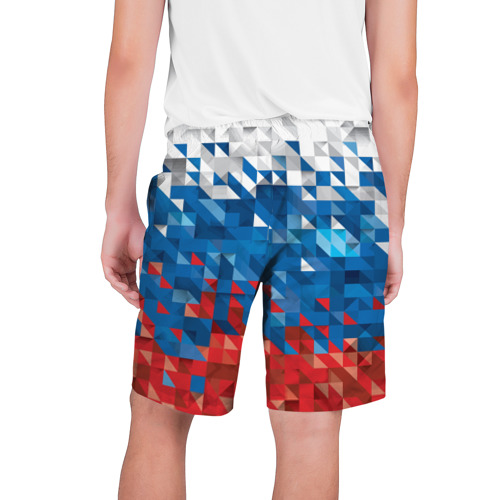 Мужские шорты 3D с принтом Полигональный флаг России!, вид сзади #1
