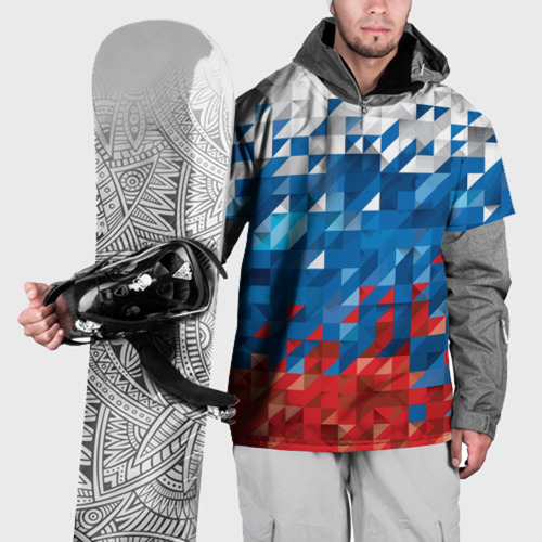 Накидка на куртку 3D Полигональный флаг России!, цвет 3D печать