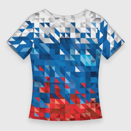 Женская футболка 3D Slim Полигональный флаг России!, цвет 3D печать - фото 2