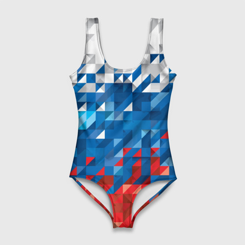 Женский купальник 3D Полигональный флаг России!, цвет 3D печать