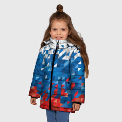 Зимняя куртка для девочек 3D Полигональный флаг России! - фото 2