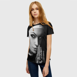 Женская футболка 3D Готическая монашка с татуировкой Страсть - фото 2