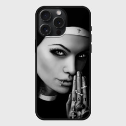 Чехол силиконовый для Apple iPhone 15 Pro Мax матовый Готическая монашка с татуировкой Страсть