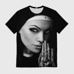 Мужская футболка 3D Готическая монашка с татуировкой Страсть