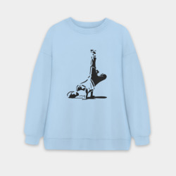 Женский свитшот oversize без начеса хлопок Трафарет фриза