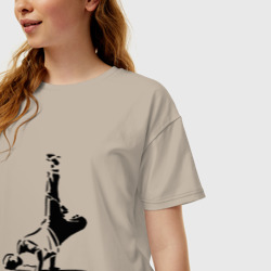 Женская футболка хлопок Oversize Трафарет фриза - фото 2