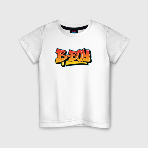 Детская футболка из хлопка с принтом B-boy graffiti style, вид спереди №1