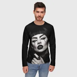 Мужской лонгслив 3D Девушка - вампир - фото 2