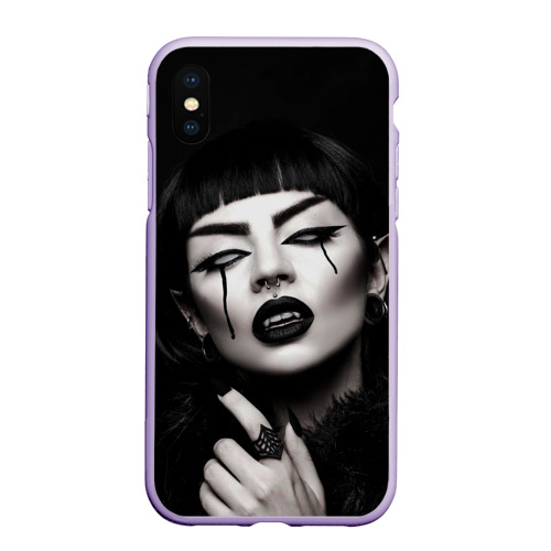 Чехол для iPhone XS Max матовый Девушка - вампир, цвет светло-сиреневый