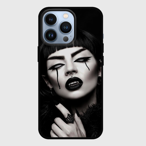 Чехол для iPhone 13 Pro Девушка - вампир, цвет черный