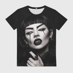Женская футболка 3D Девушка - вампир