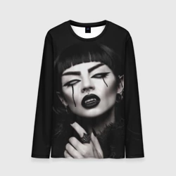 Мужской лонгслив 3D Девушка - вампир