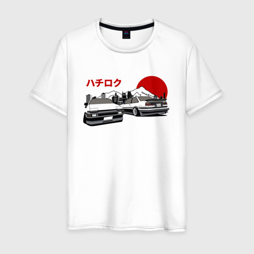 Мужская футболка из хлопка с принтом Toyota AE86 Truenno, вид спереди №1
