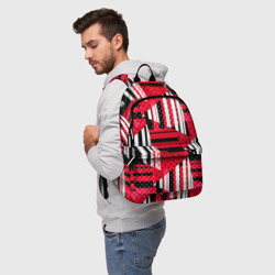 Рюкзак 3D Красный черный и белый горошек и полоска  - фото 2