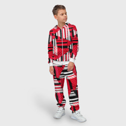 Детский костюм 3D Красный черный и белый горошек и полоска  - фото 2
