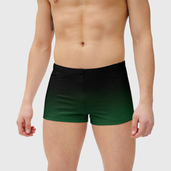 Мужские купальные плавки 3D Черный и мшистый зеленый градиент  омбре - фото 2