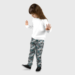 Детские брюки 3D Черно-белая с бирюзовым кожа змеи - фото 2
