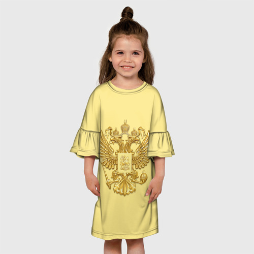 Детское платье 3D с принтом Герб России - золото, вид сбоку #3