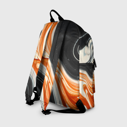 Рюкзак 3D с принтом Оранжевые разводы краски, вид сзади #1