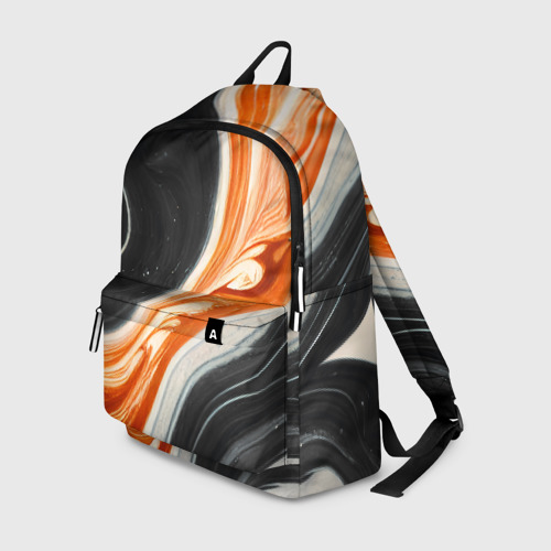 Рюкзак 3D с принтом Оранжевые разводы краски, вид спереди #2