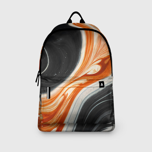 Рюкзак 3D с принтом Оранжевые разводы краски, вид сбоку #3