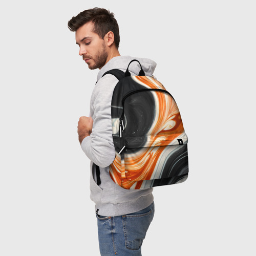 Рюкзак 3D с принтом Оранжевые разводы краски, фото на моделе #1