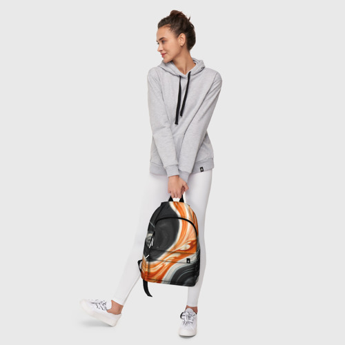 Рюкзак 3D с принтом Оранжевые разводы краски, фото #6