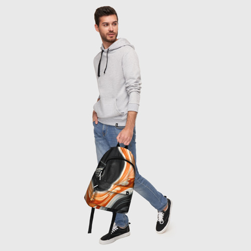 Рюкзак 3D с принтом Оранжевые разводы краски, фото #5