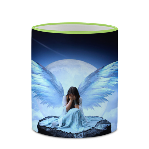 Кружка с полной запечаткой Плачущий ангел - девушка, цвет Кант светло-зеленый - фото 4