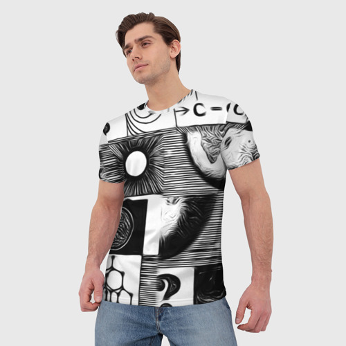 Мужская футболка 3D с принтом Вопросы из космоса, фото на моделе #1