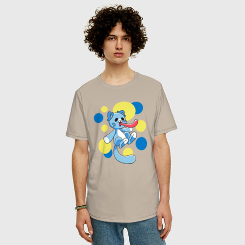 Мужская футболка хлопок Oversize с принтом Candy Cat PP, фото на моделе #1