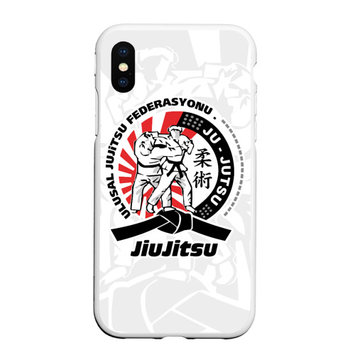 Чехол для iPhone XS Max матовый Jiujitsu emblem Джиу-джитсу, цвет белый