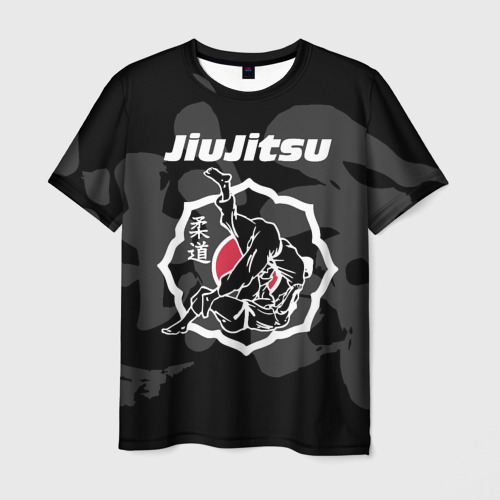 Мужская футболка с принтом Jiu-jitsu throw logo, вид спереди №1
