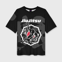 Женская футболка oversize 3D Jiu-jitsu throw logo