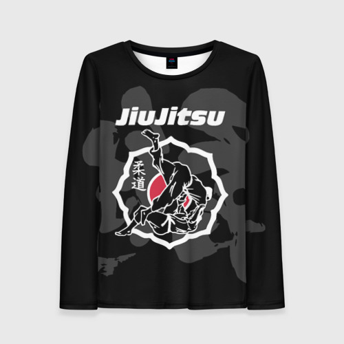 Женский лонгслив 3D с принтом Jiu-jitsu throw logo, вид спереди #2