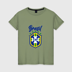 Женская футболка хлопок Brasil Football