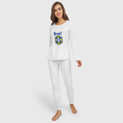 Женская пижама с лонгсливом хлопок Brasil Football - фото 2