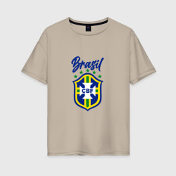 Женская футболка хлопок Oversize Brasil Football