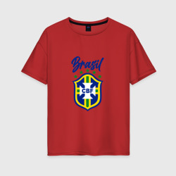 Женская футболка хлопок Oversize Brasil Football