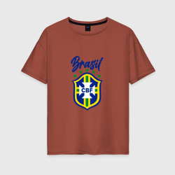 Женская футболка хлопок Oversize Brasil Football