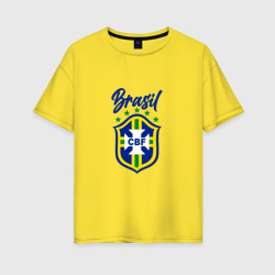 Женская футболка хлопок Oversize Brasil Football