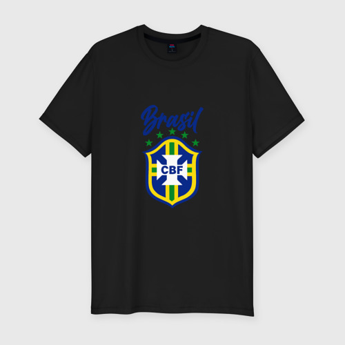 Мужская футболка хлопок Slim Brasil Football, цвет черный