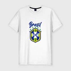 Мужская футболка хлопок Slim Brasil Football