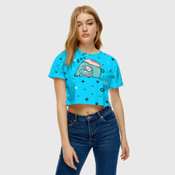 Женская футболка Crop-top 3D Спящий слон с подушкой - фото 2