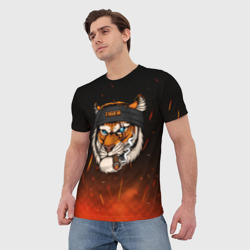 Мужская футболка 3D Крутой тигр с сигарой - фото 2