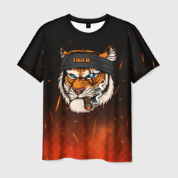 Мужская футболка 3D Крутой тигр с сигарой