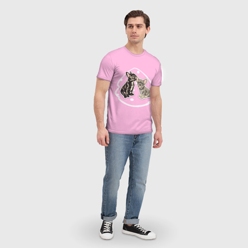 Мужская футболка 3D Маленькая собачка - Французкии бульдог, цвет 3D печать - фото 5
