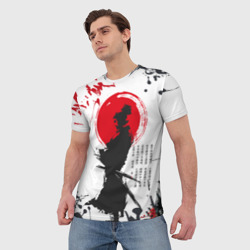 Мужская футболка 3D Самурай на фоне солнца - фото 2