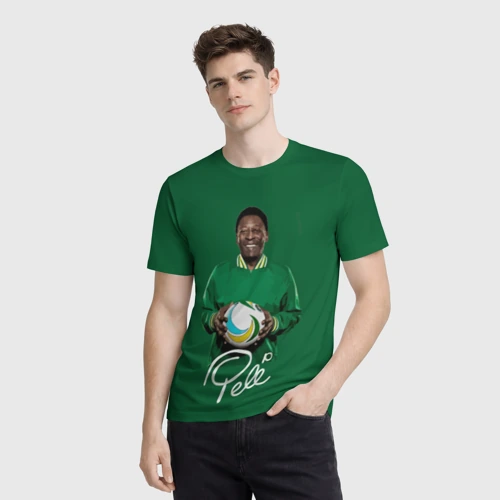 Мужская футболка 3D с принтом Пеле Pele легенда футбола, фото на моделе #1