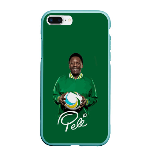Чехол для iPhone 7Plus/8 Plus матовый Пеле Pele легенда футбола, цвет мятный